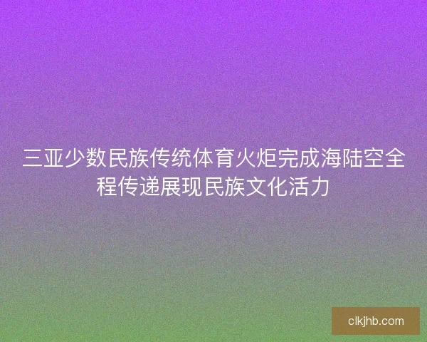 三亚少数民族传统体育火炬完成海陆空全程传递展现民族文化活力